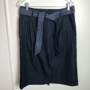 Laura Scott Denim Blue Skirt/Polka Dot Belt Size 8